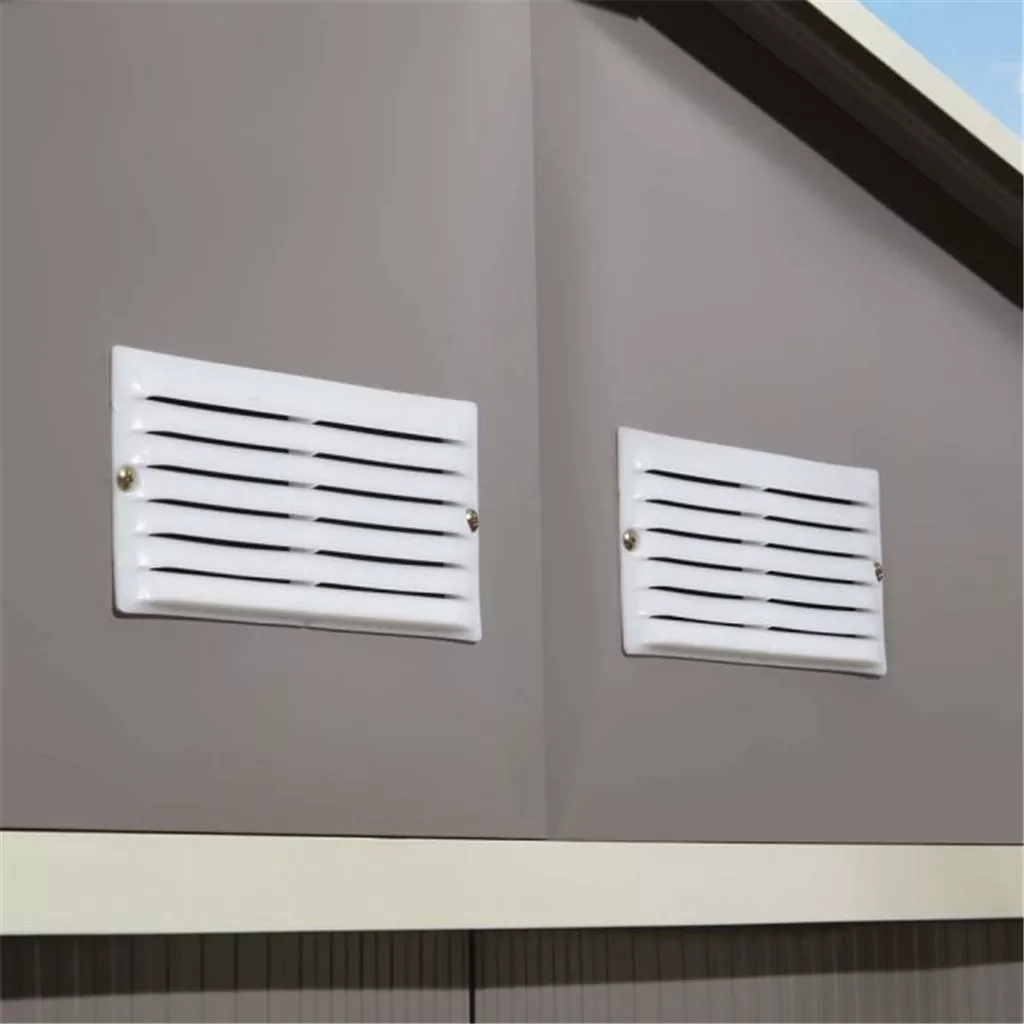 10 x 12 Deluxe Ironwood Metal Apex Shed – Double Door & Foundation Kit – Light Grey product image