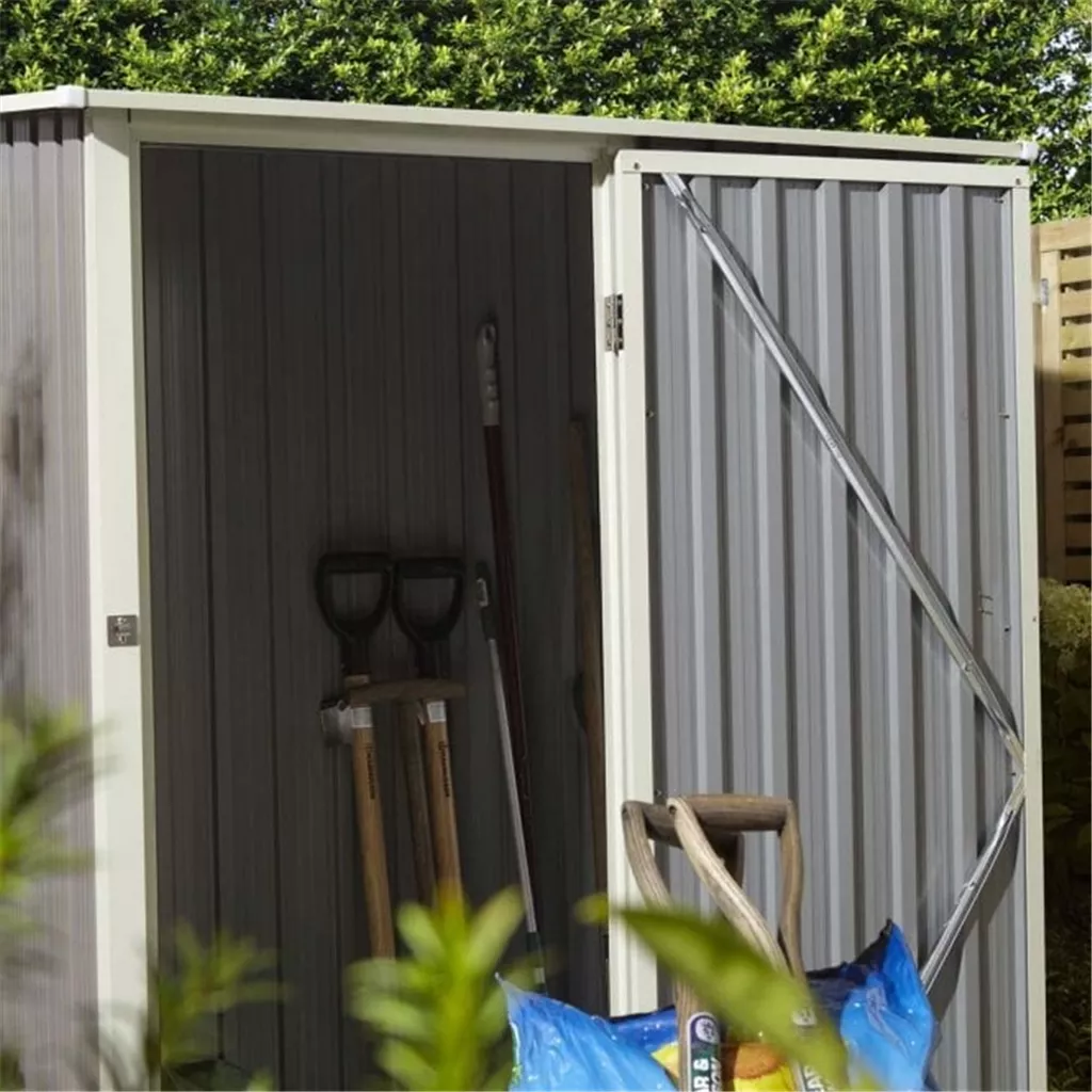 5 x 3 Deluxe Ironwood Metal Pent Shed – Single Door & Foundation Kit – Light Grey product image