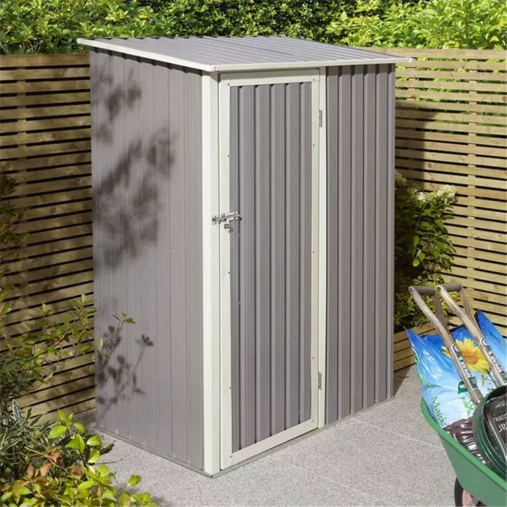 5 x 3 Deluxe Ironwood Metal Pent Shed – Single Door, Assembly – Light Grey product image