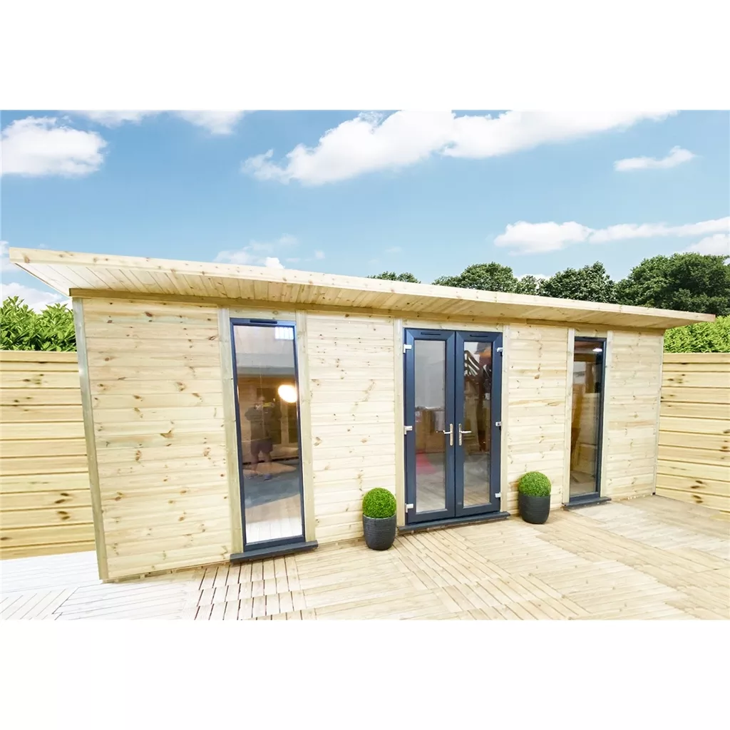 10 x 10 Executive Plus Insulated Garden Office – PVC French Doors & Windows