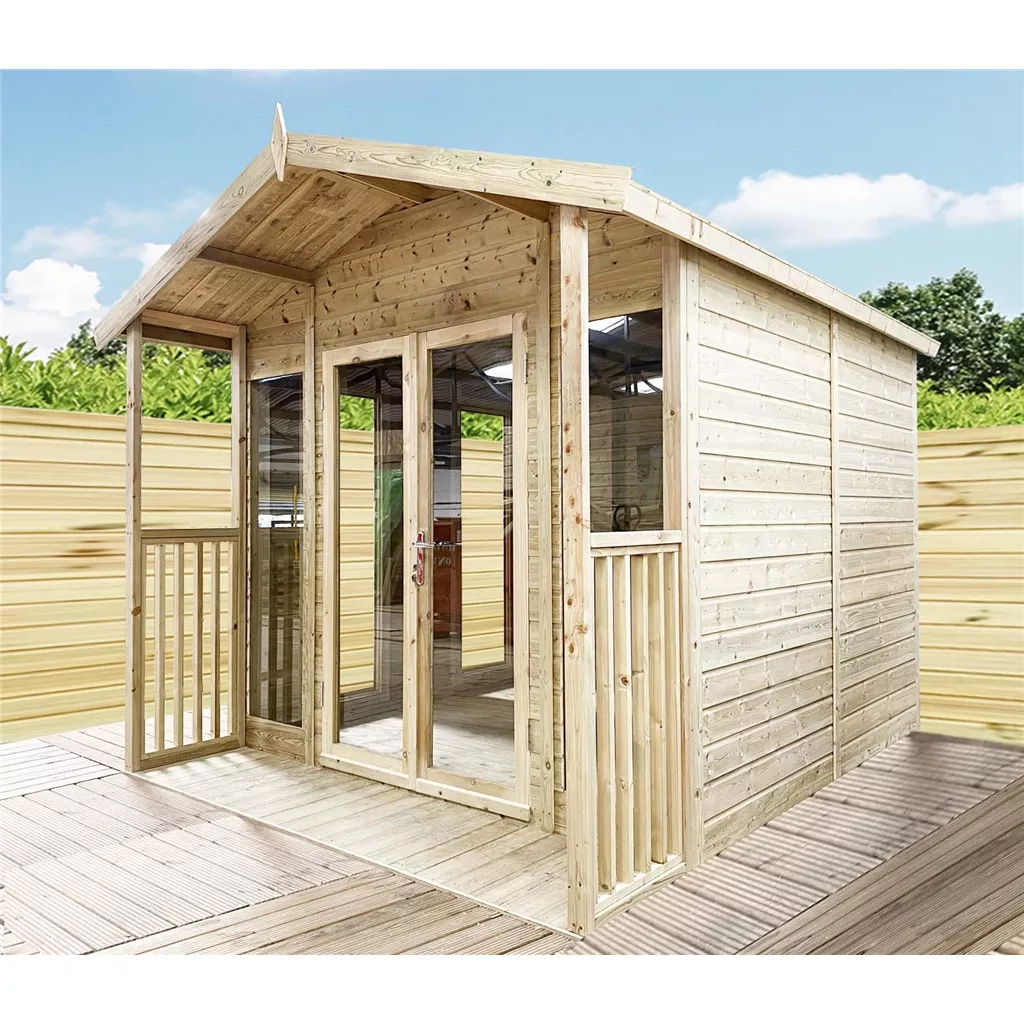 9 x 8 Pressure Treated Apex Summerhouse with Verandah